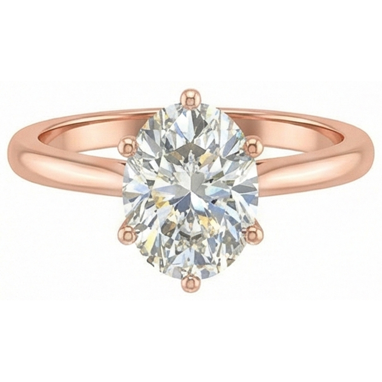 Bague Solitaire Ovale Véritable Diamant Taille Ancienne 6 Griffes Sertie Or 3 Carats