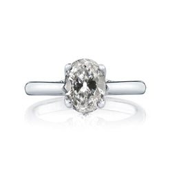 Bague Solitaire Ovale ancienne mine Cut Naturel Diamant Or Blanc 3 Carats