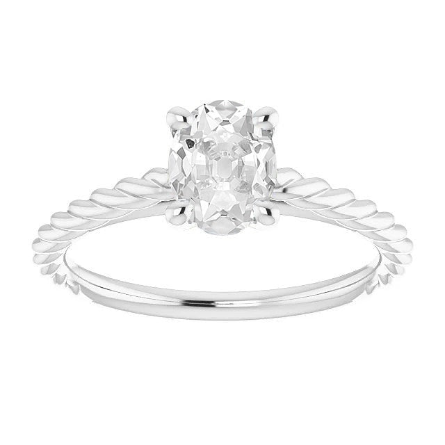 Bague Solitaire Ovale ancienne mine Cut Réel Diamant Sertie Griffe 3 Carats Style Corde