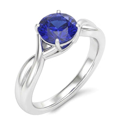 Bague Solitaire Pierre Précieuse Saphir Bleu 2 Carats Style Tige Torsadée