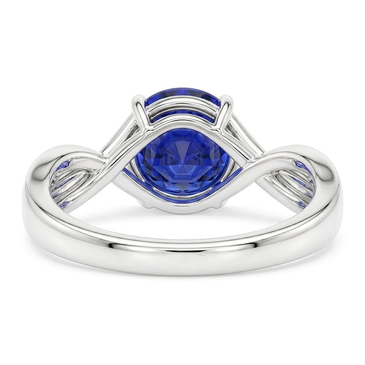 Bague Solitaire Pierre Précieuse Saphir Bleu 2 Carats Style Tige Torsadée