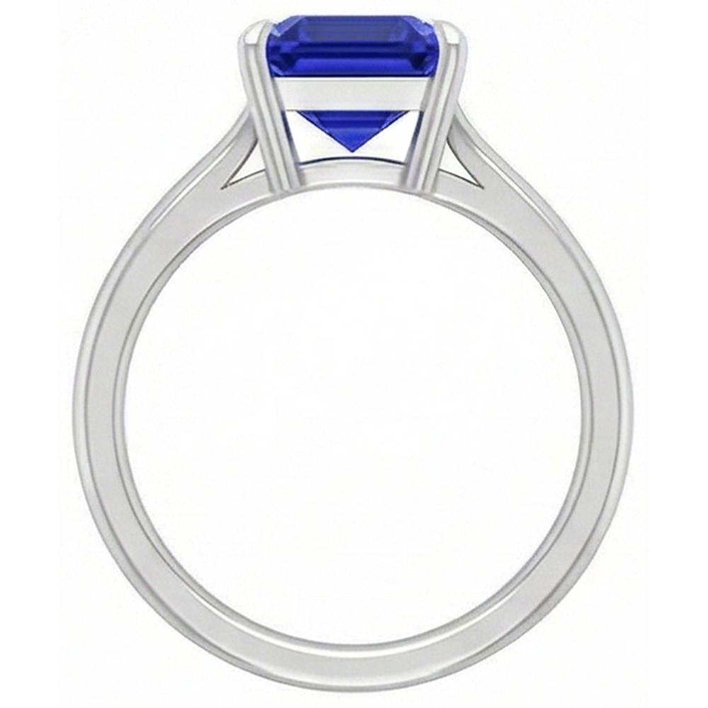 naturel asscher saphir 1.50carats bague vue de profil