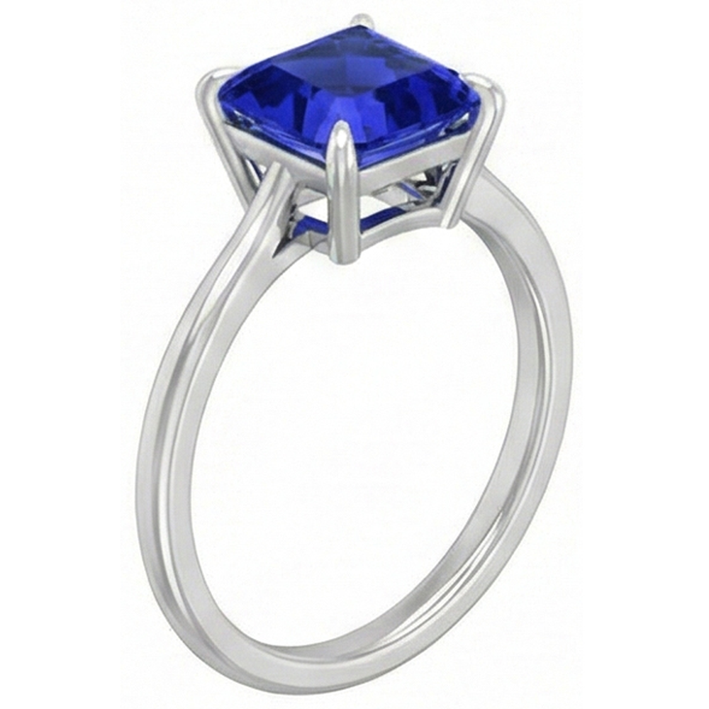 naturel asscher saphir 1.50carats bague détail rapproché
