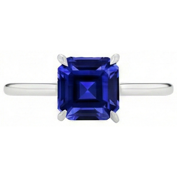 naturel asscher saphir 1.50carats bague angle de côté