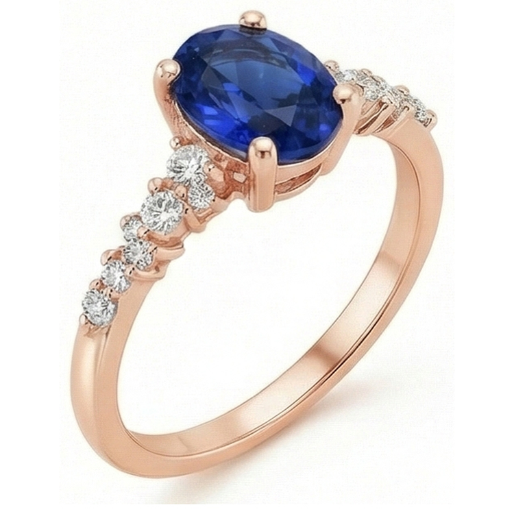 naturel oval saphir 4carats bague angle de côté