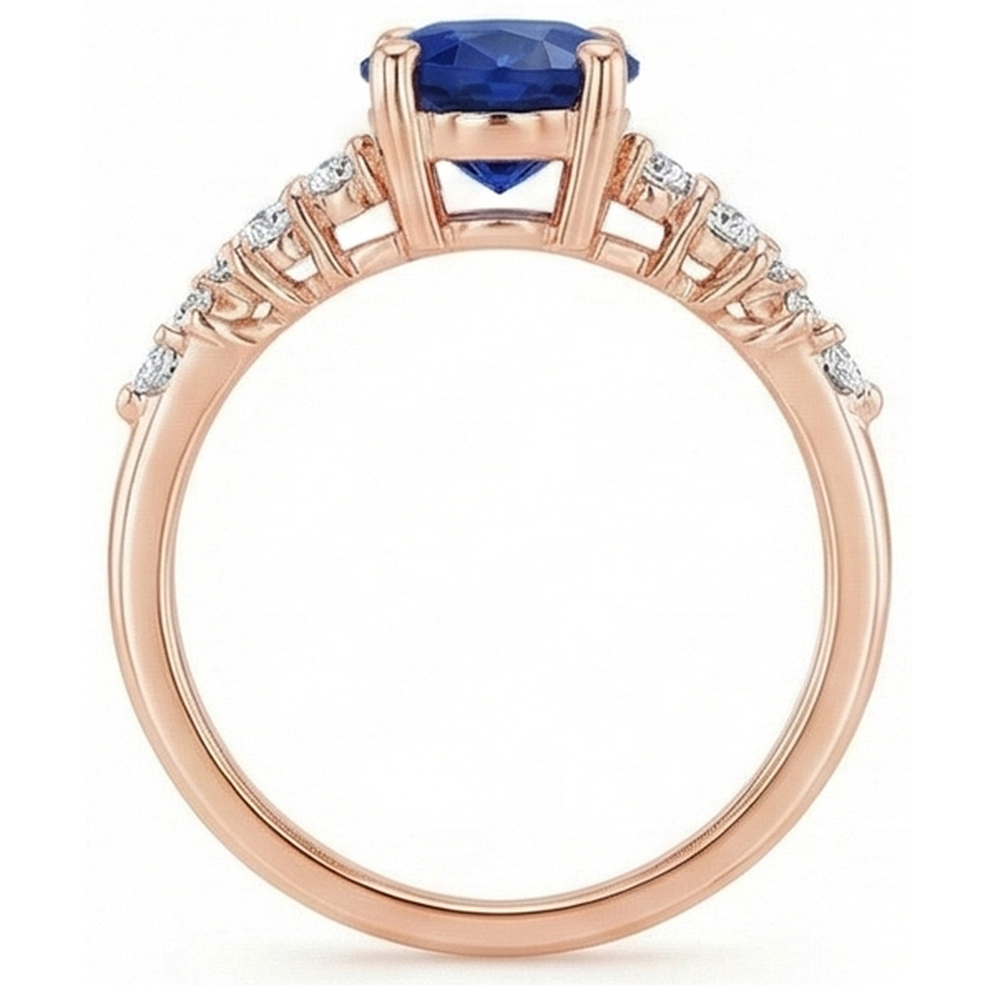 naturel oval saphir 4carats bague détail rapproché