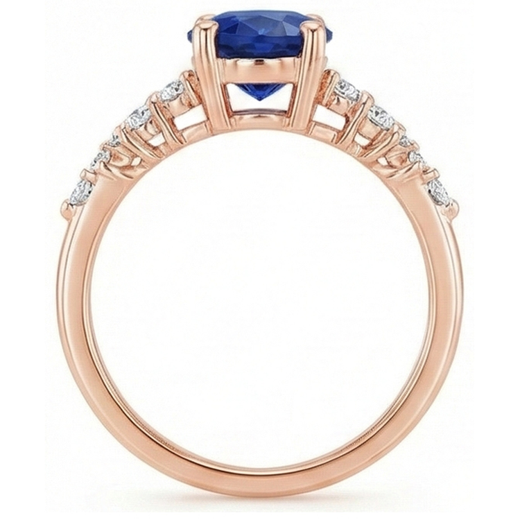 naturel oval saphir 4carats bague détail rapproché