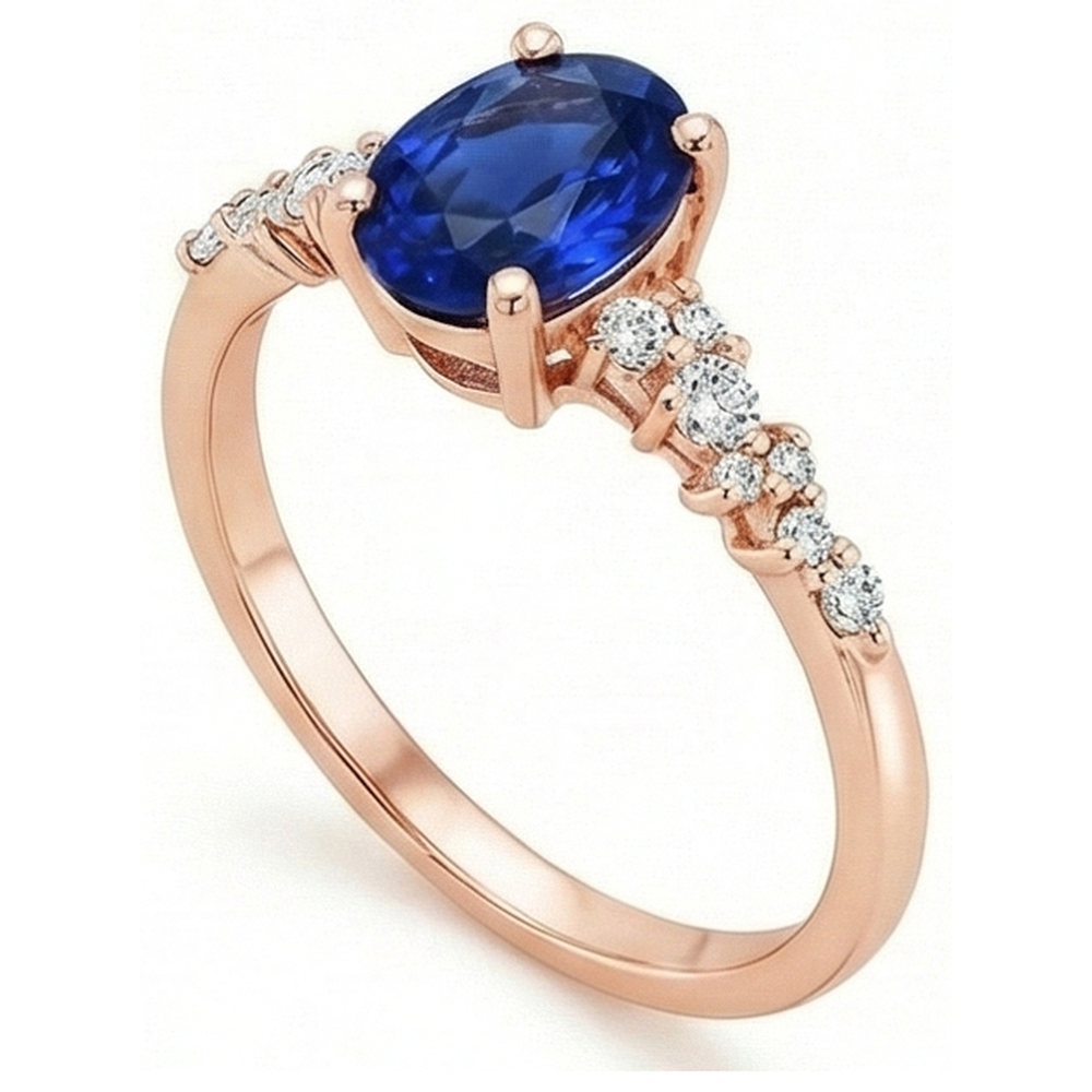 naturel oval saphir 4carats bague vue de dessus