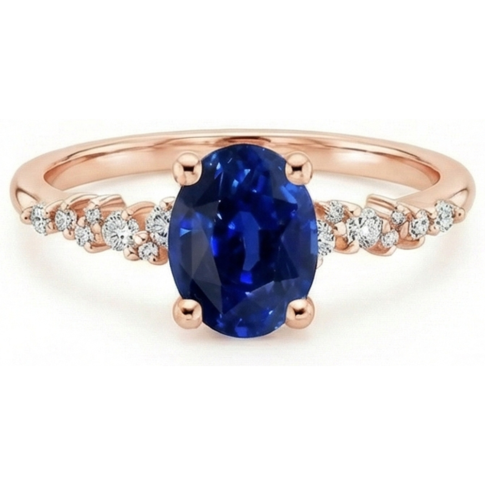 naturel oval saphir 4carats bague vue de profil