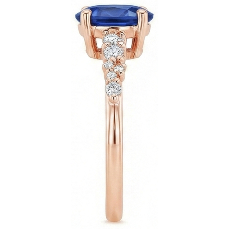 naturel oval saphir 4carats bague sur blanc