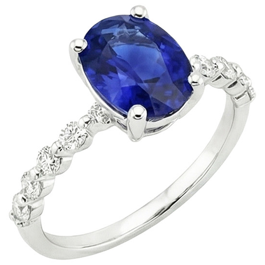 naturel oval saphir 3carats bague angle de côté