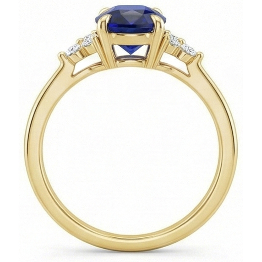 naturel oval saphir 3.50carats bague détail rapproché