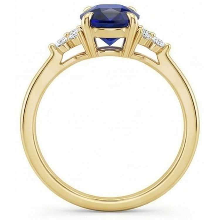 naturel oval saphir 3.50carats bague détail rapproché