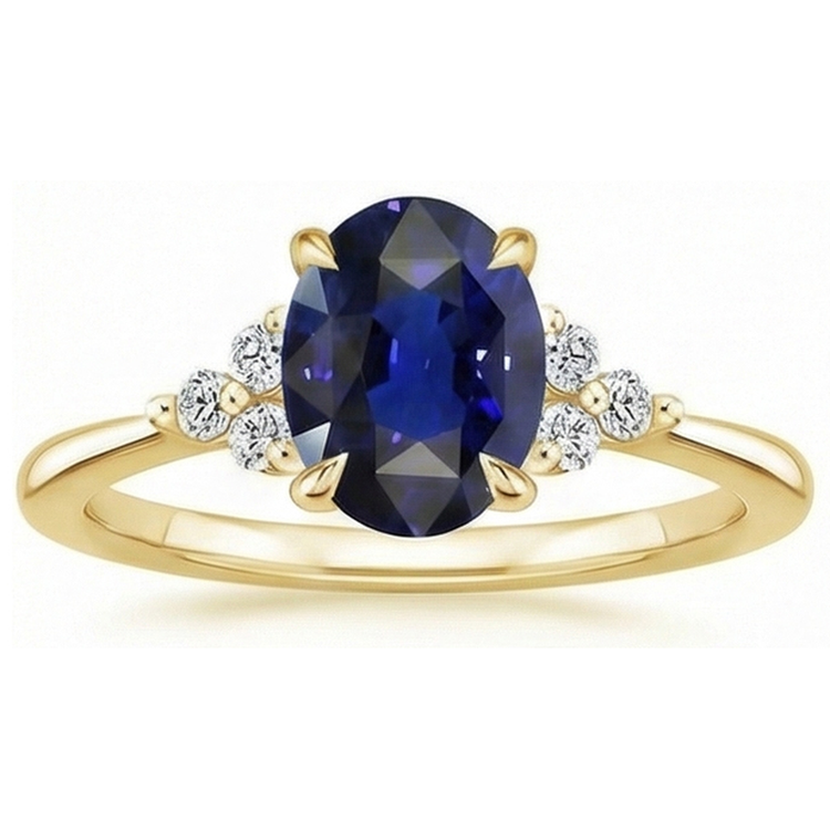 naturel oval saphir 3.50carats bague vue de dessus