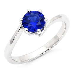 Bague Solitaire Pierres Précieuses Ceylan Saphir Bleu 1 Carat Style Tension
