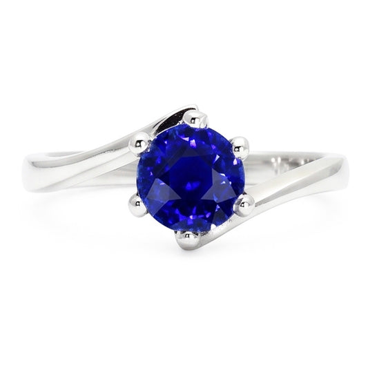 Bague Solitaire Pierres Précieuses Ceylan Saphir Bleu 1 Carat Style Tension