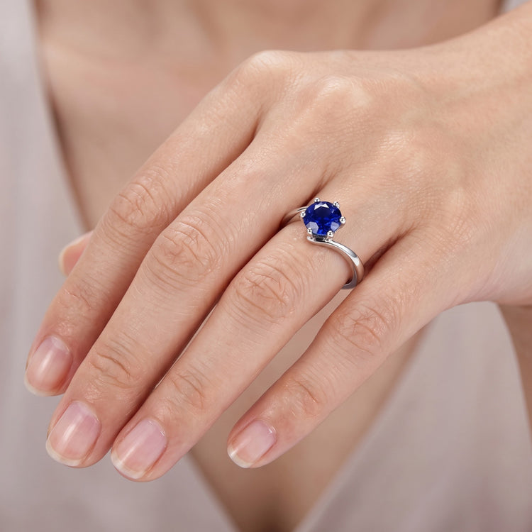 Bague Solitaire Pierres Précieuses Ceylan Saphir Bleu 1 Carat Style Tension