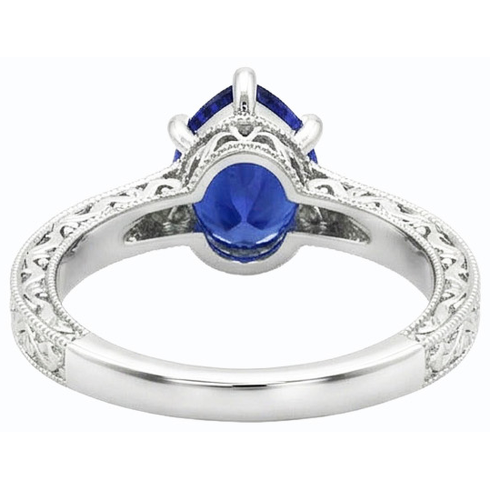 naturel pear saphir 2carats bague détail rapproché
