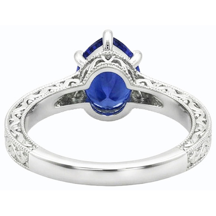 naturel pear saphir 2carats bague détail rapproché