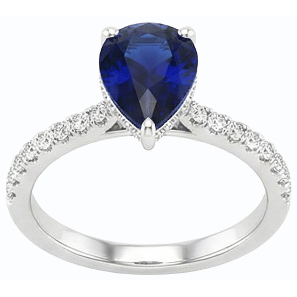 naturel pear diamant 3.50carats bague détail rapproché
