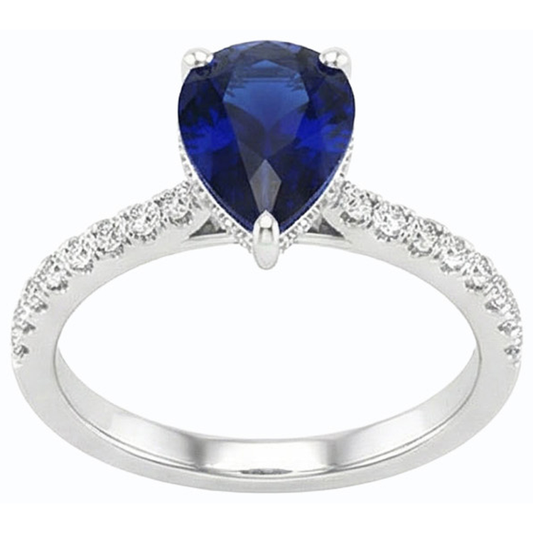 naturel pear diamant 3.50carats bague détail rapproché