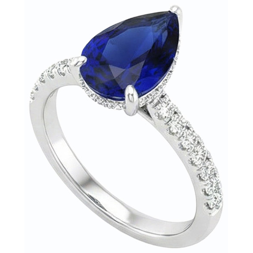 naturel pear diamant 3.50carats bague vue de dessus