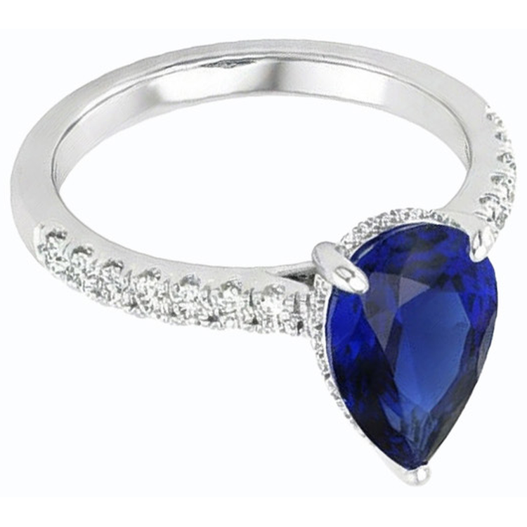 naturel pear diamant 3.50carats bague vue de profil