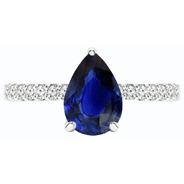 naturel pear diamant 3.50carats bague sur blanc
