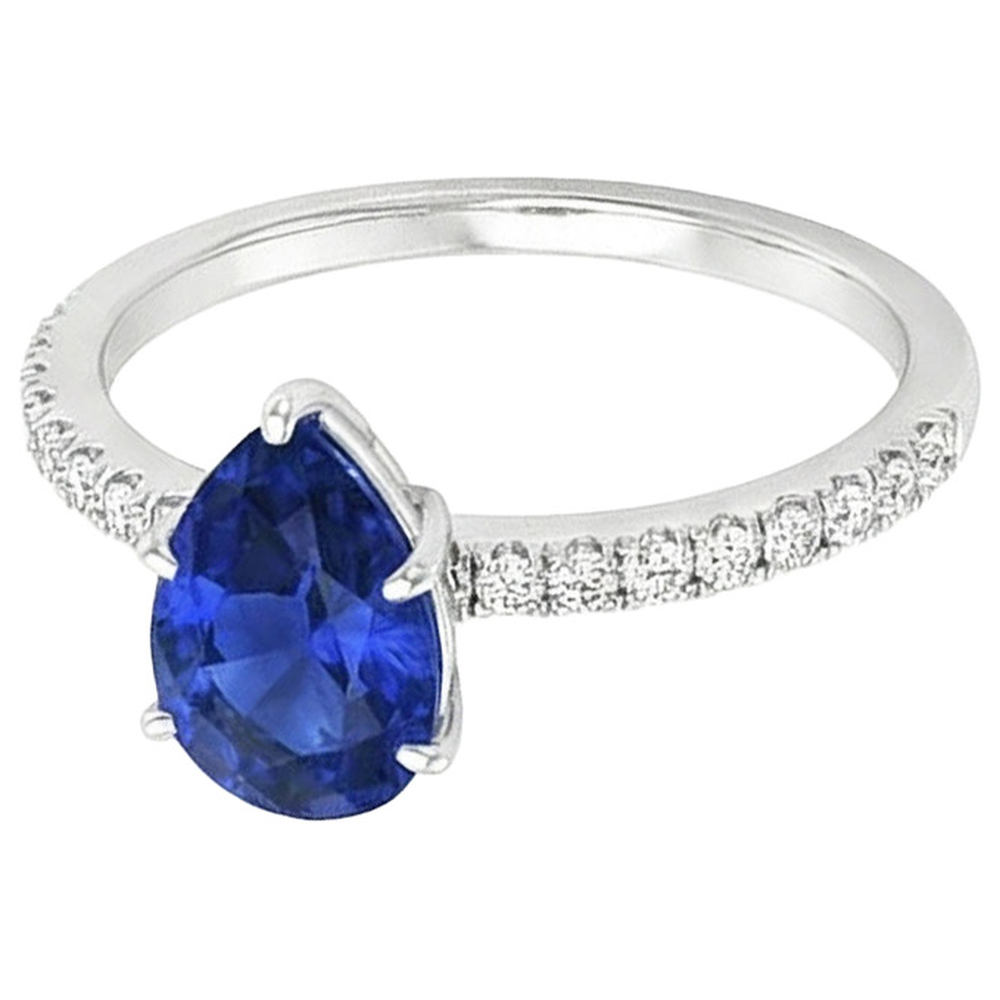 naturel pear diamant 3.75carats bague angle de côté