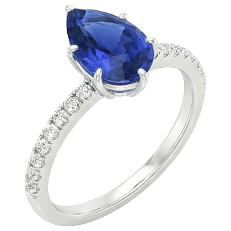 naturel pear diamant 3.75carats bague détail rapproché