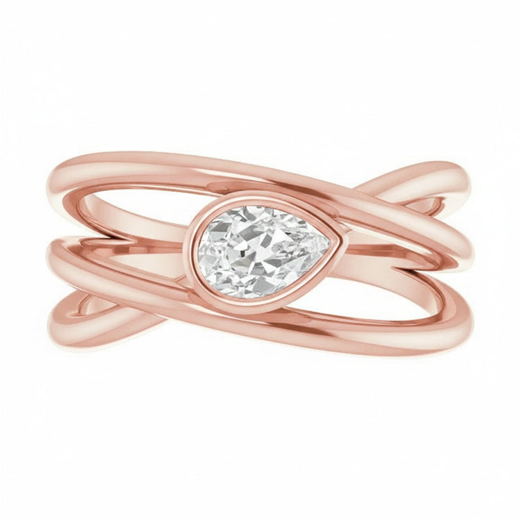 naturel pear diamant 2carats bague angle de côté