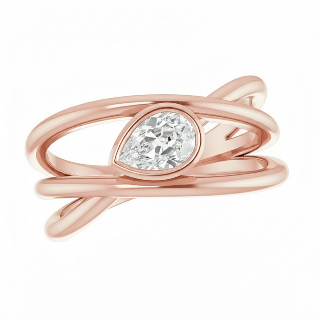 naturel pear diamant 2carats bague détail rapproché