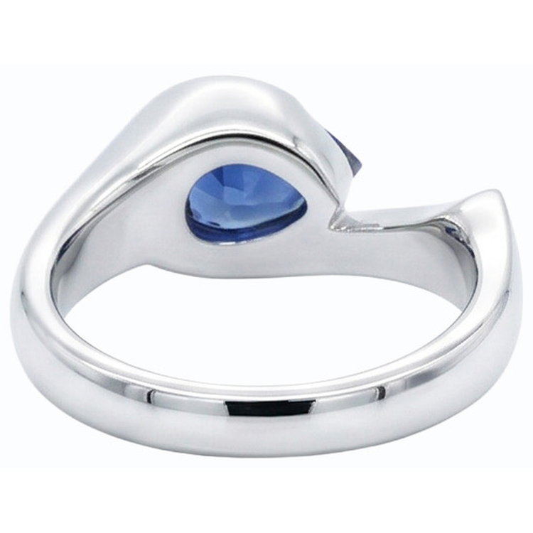 naturel pear saphir 1carats bague vue de dessus