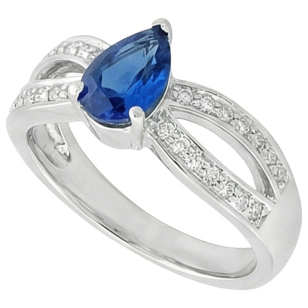 naturel pear diamant 3.50carats bague angle de côté