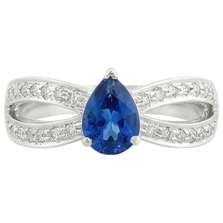 naturel pear diamant 3.50carats bague vue de profil