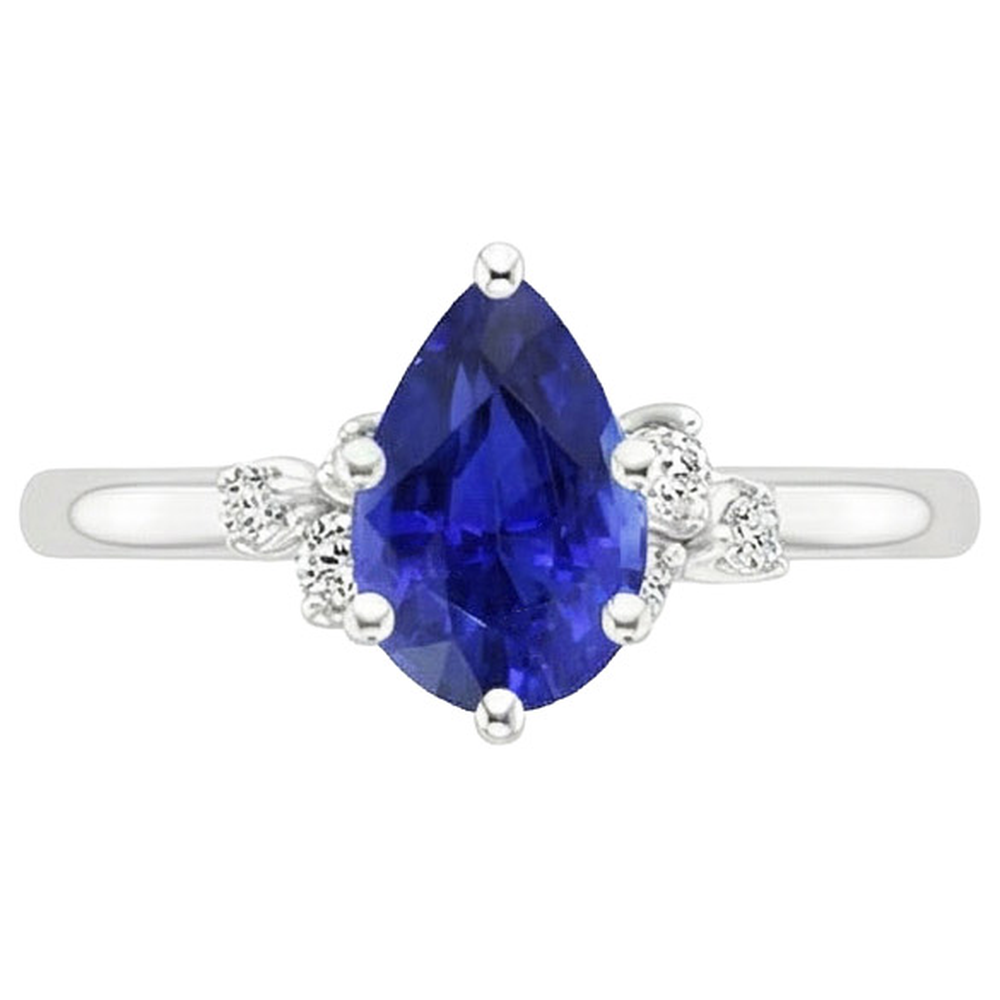 naturel pear diamant 5carats bague sur blanc