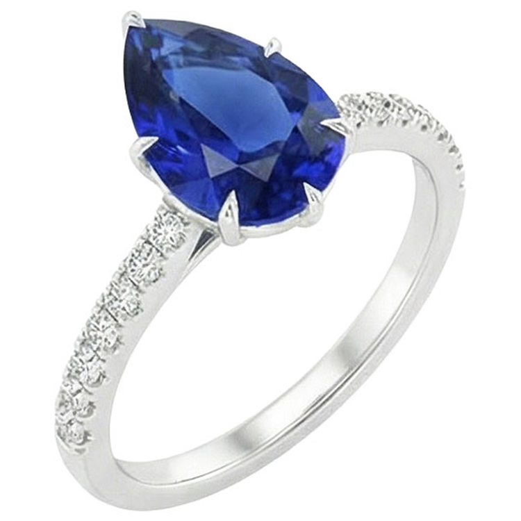 naturel pear diamant 5carats bague détail rapproché