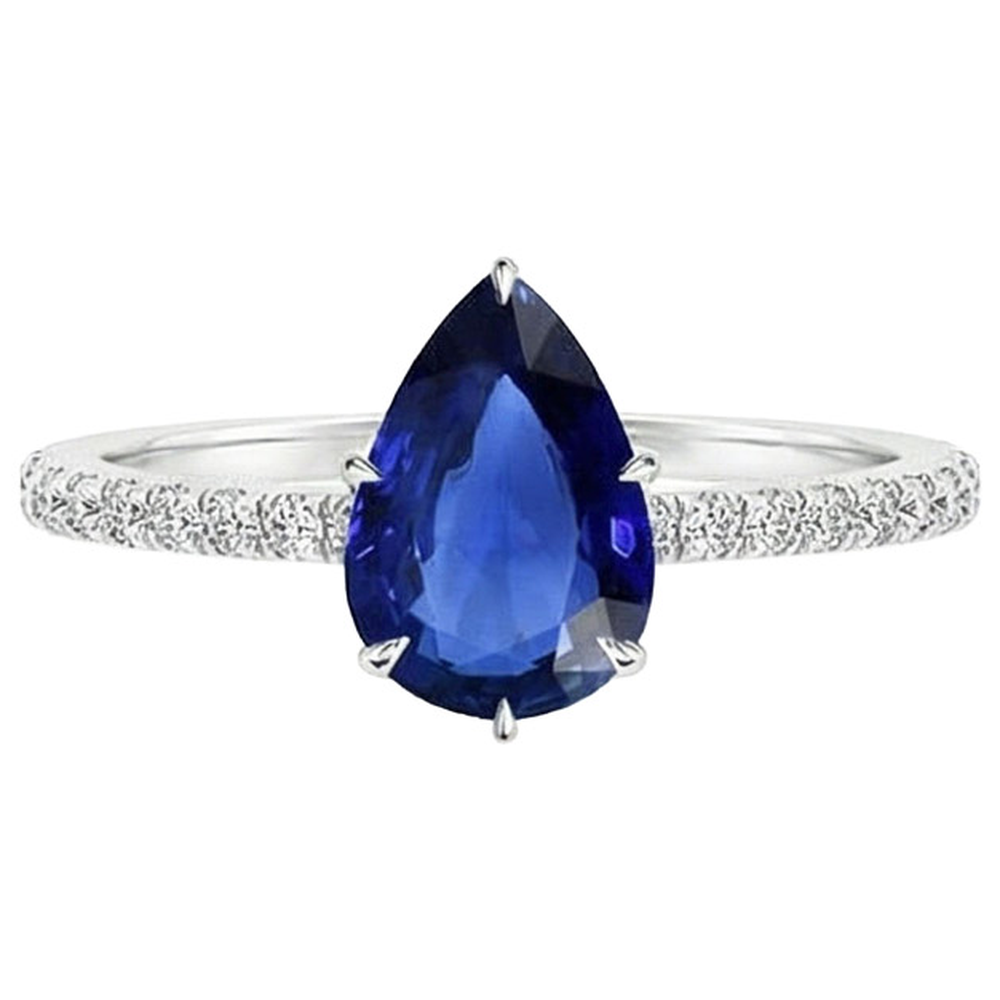 naturel pear diamant 5carats bague vue de profil