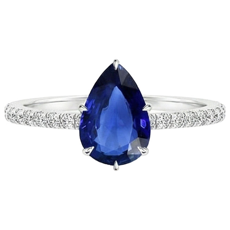 naturel pear diamant 5carats bague vue de profil