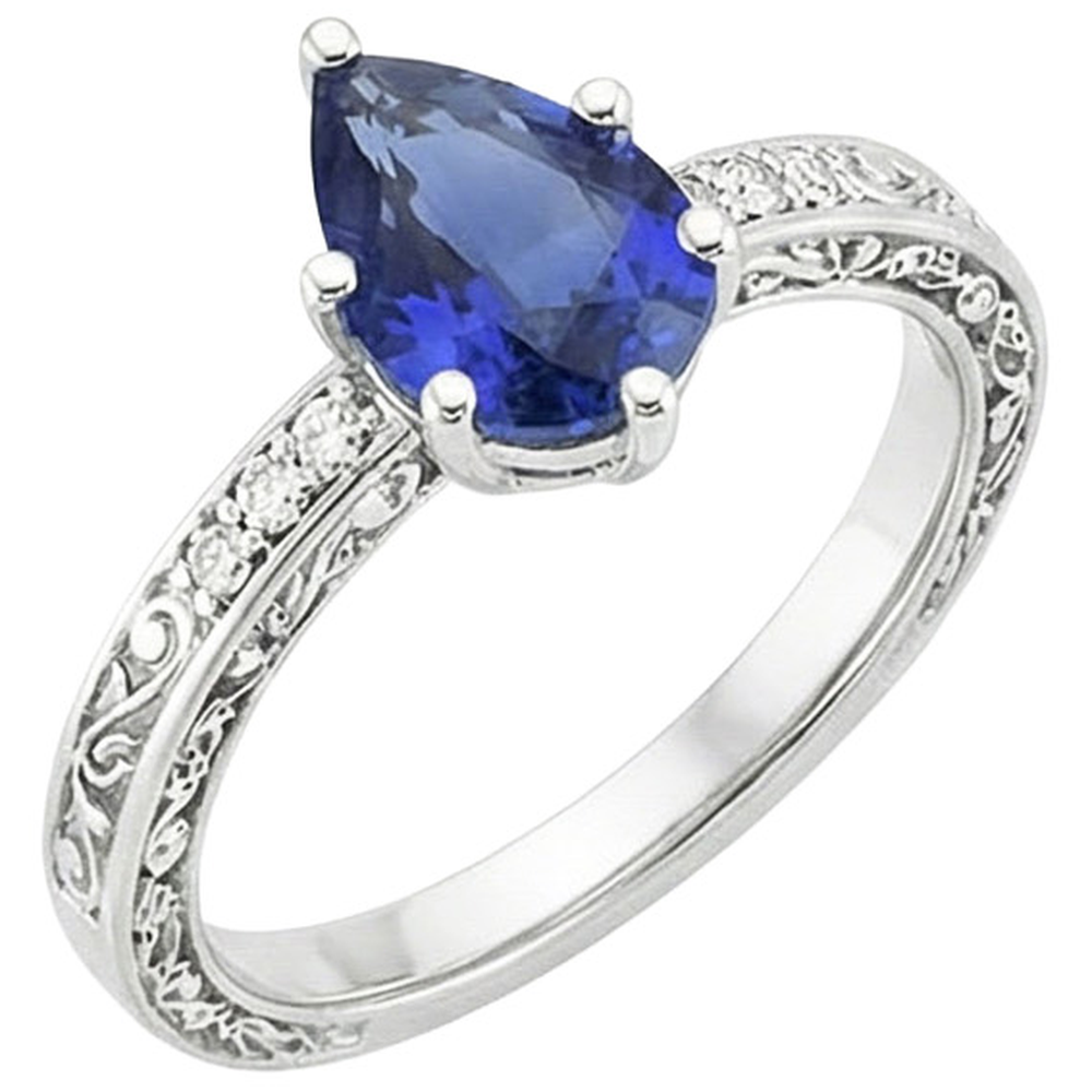 naturel pear diamant 4carats bague angle de côté