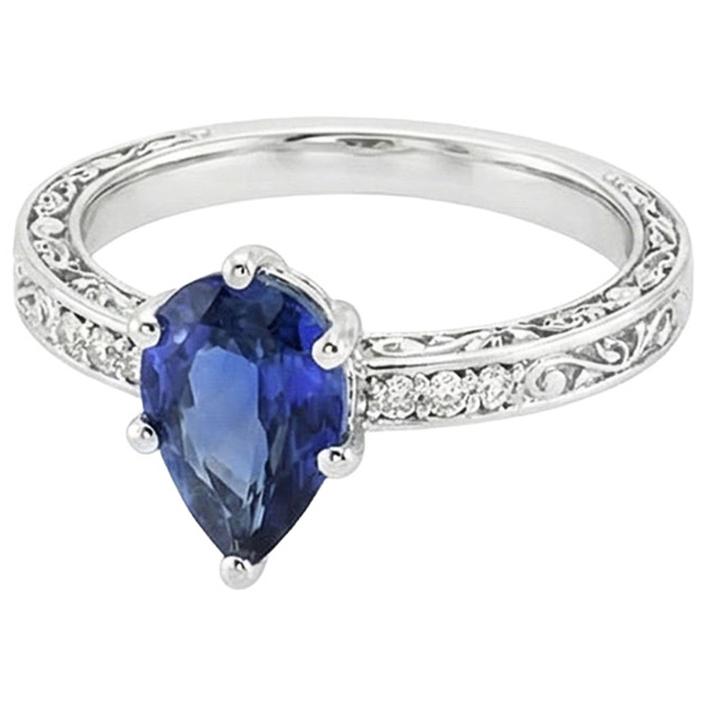 naturel pear diamant 4carats bague vue de dessus