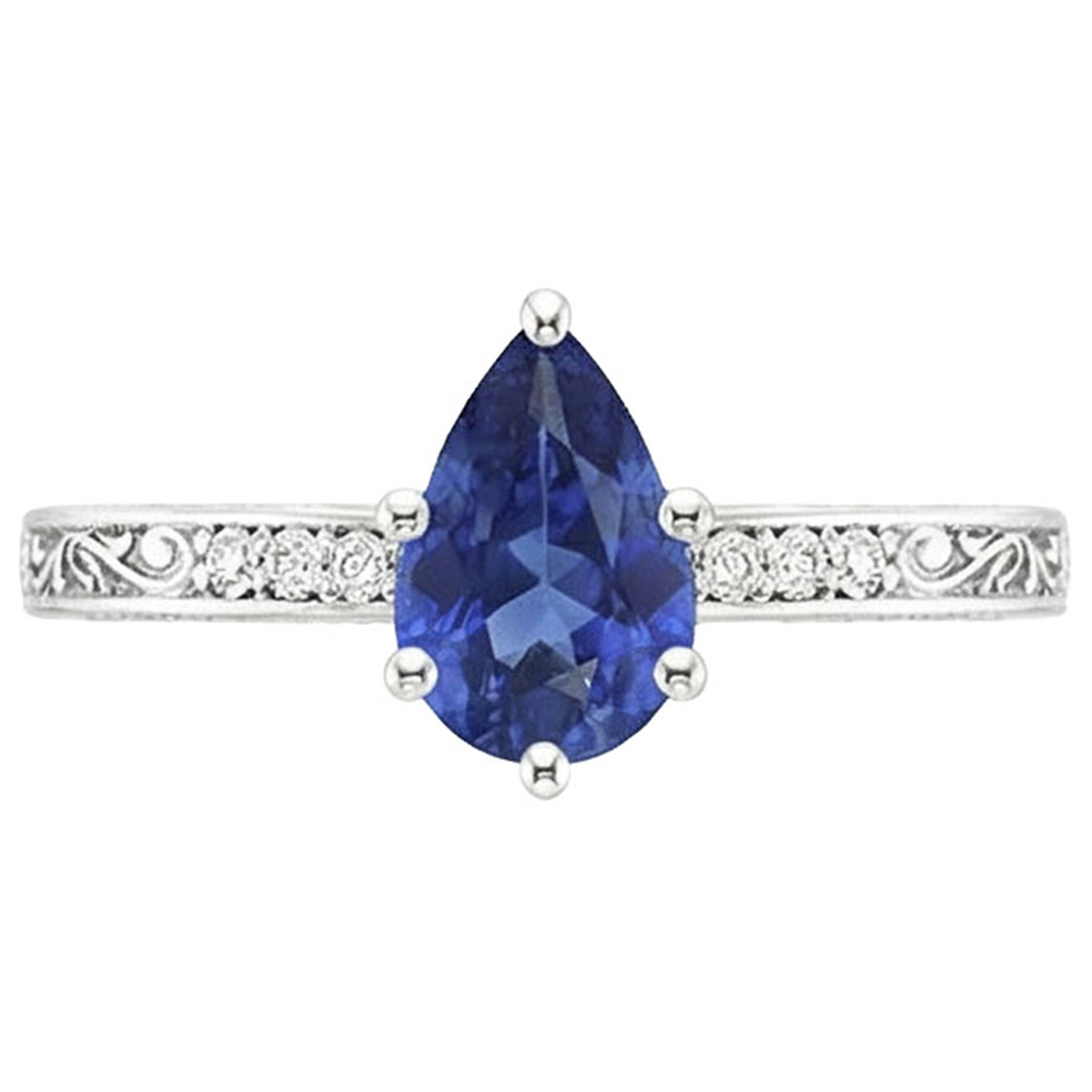 naturel pear diamant 4carats bague vue de profil