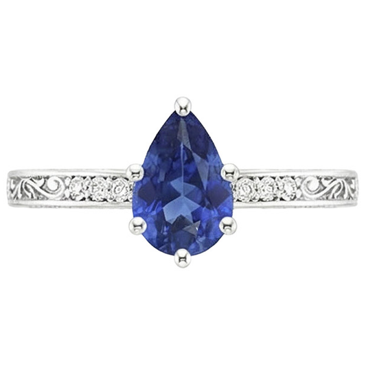 naturel pear diamant 4carats bague vue de profil