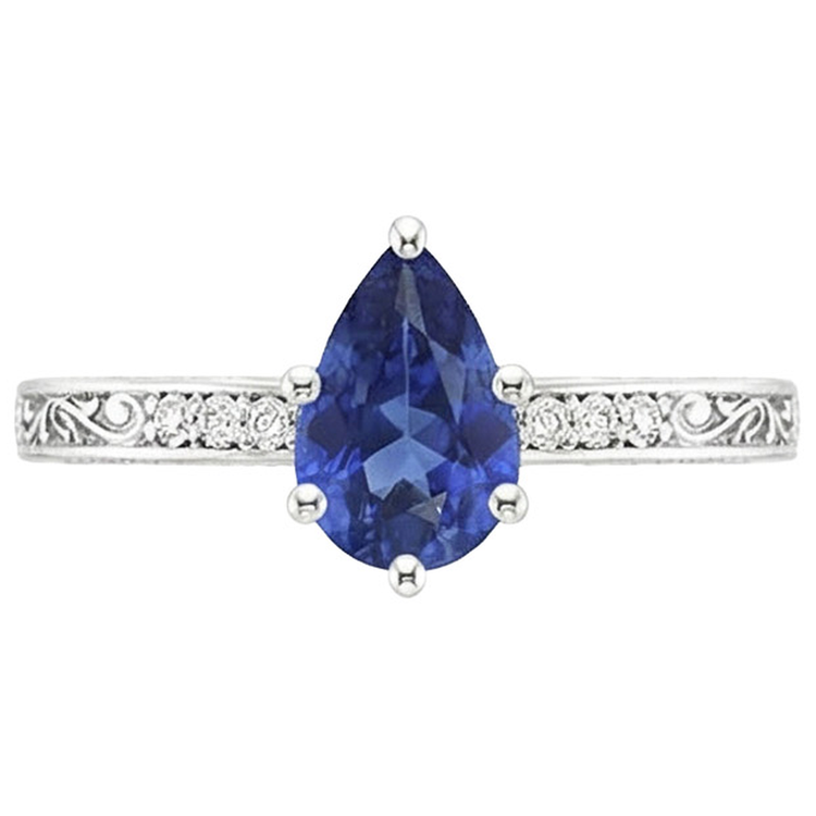 naturel pear diamant 4carats bague vue de profil