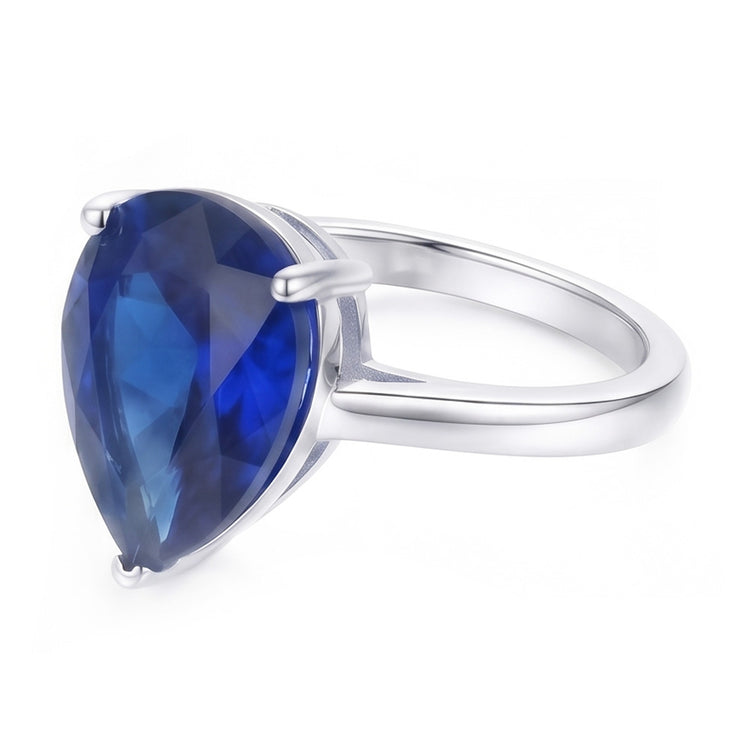 Bague Solitaire Poire Saphir Bleu Foncé Bijoux 3 Carats