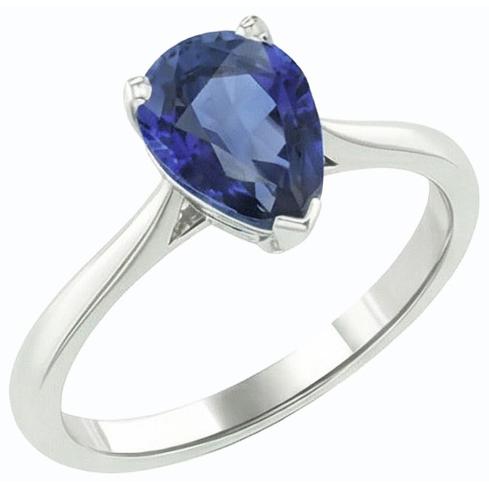naturel pear saphir 1.50carats bague détail rapproché