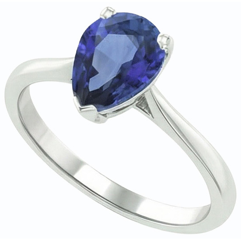 naturel pear saphir 1.50carats bague vue de dessus
