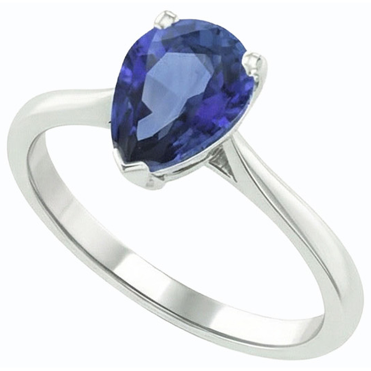 naturel pear saphir 1.50carats bague vue de dessus