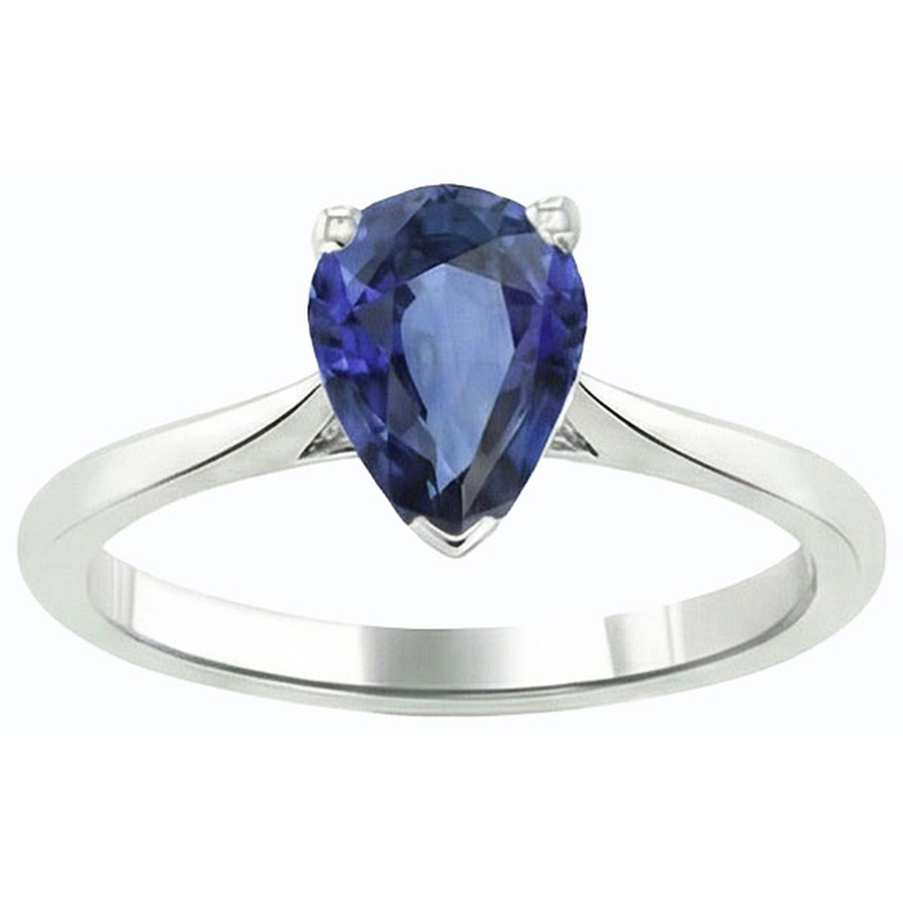 naturel pear saphir 1.50carats bague vue de profil