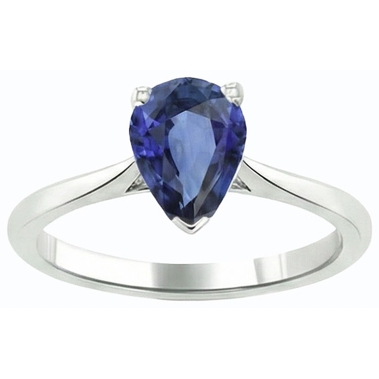 naturel pear saphir 1.50carats bague vue de profil
